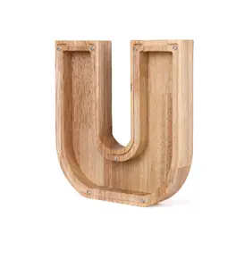 Hucha de madera personalizada con letras para niños hace una moneda de hucha de madera única perfecta en inglés de veintiséis letras m