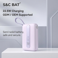 Batterie externe haute capacité 20000mAh 77Wh avec câbles de charge rapide Type-C intégrés 5V/3A Sortie totale