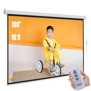 100'' HD Electric <strong>Projector</strong> <strong>Screen</strong> Wall <strong>Ceiling</strong> Mounted White Motorized Projection <strong>Screen</strong> for Home School Office - Product Image 5