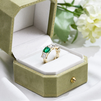 Anillo de Compromiso de Diseño de Lujo MSR-2015, Anillo de Media Eternidad de Oro de 10K, Anillo de Diamante Cultivado en Laboratorio con Forma Elegante