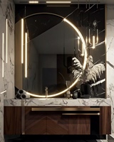 Miroir de salle de bain rond LED moderne éclairé avec écran tactile, indice de protection IP65, pour salon et appartement