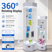 Vitrines rotatives en acrylique transparent avec porte verrouillable et étagères multi-niveaux pour centre commercial et présentoir de vente au détail