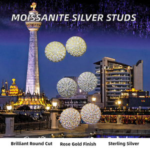 Fashion Moissanite <b>Stud</b> Earrings 925 Sterling <b>Silver</b> Sunflower Design Round Brilliant Cut Classic for Unisex - Product Image 2