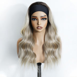 Offres Spéciales 26 pouces <span class=keywords><strong>de</strong></span> Long corps vague <span class=keywords><strong>bandeau</strong></span> perruque cheveux synthétiques perruque haute température Fiber brun noir femmes cheveux - Product Image 6