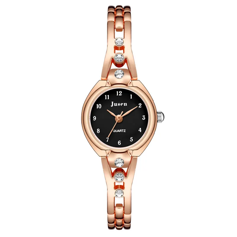 Fashion Mewah Diamond Jam Tangan Wanita Nomor Gaya Stainless Steel Analog Wanita Watch