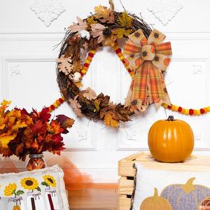 Orchard Plaid calabaza naranja cinta Otoño y corona <span class=keywords><strong>de</strong></span> Acción <span class=keywords><strong>de</strong></span> Gracias cinta decorativa con cable para decoración festiva del hogar - Product Image 4