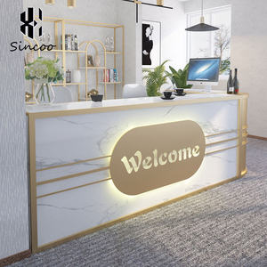 European Style Luxury Modern <b>Solid</b> <b>Wood</b> L-Shaped Reception <b>Desk</b> for Beauty Salon Hotel Spa - Product Image 3