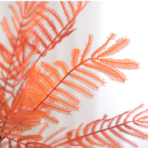 Feuille artificielle <span class=keywords><strong>en</strong></span> plastique de mimoza et de fougère à tige unique, couleur automne, pour aménagement paysager et arrangements au sol de mariage - Product Image 3