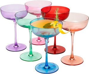 Top Seller 2023 Colored Coupe Glasses Set of 6 <strong>Stemmed</strong> <strong>Champagne</strong> Coupe Glasses Multi-colored <strong>Champagne</strong> <strong>Flutes</strong> - Product Image 1