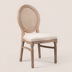 Chaise Louis en bois massif avec dossier en rotin pour événements de mariage, banquets d'hôtel et sièges commerciaux - Product Image 2