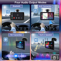 Pantalla Portátil Carplay de 7 Pulgadas con Android 13, Función de Cámara de Reversa, Batería de 1500mAh, Carplay Inalámbrico, Android Auto, Estéreo para Auto
