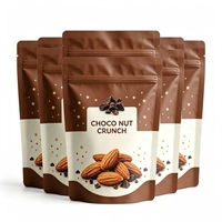 Bolsas Ecológicas de Color Marrón Chocolate con Almendras y Estrellas Doradas para Envasado de Alimentos Premium (Grado Alimenticio)