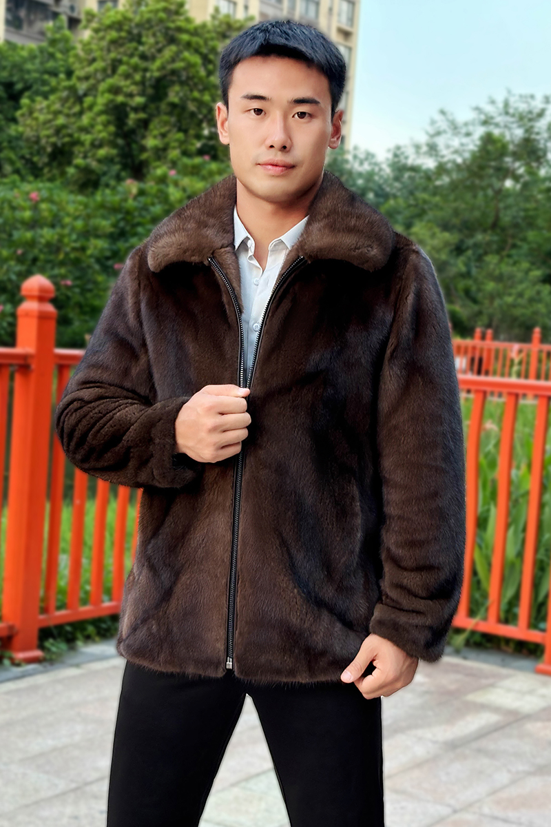 ジャケット・アウター vintage big silhouette china jacket Men's Stylish Full-Real Mink Fur Jacket - Chinese Style