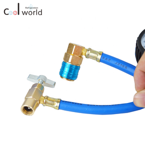 طقم خرطوم التبريد R1234YF للسيارة, طقم خرطوم غاز التبريد R1234YF للسيارة A/C خرطوم إعادة شحن مع مقياس (0-100psi) مع وظيفة منع الارتداد - Product Image 2
