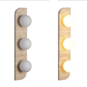 Lámpara de Pared de Travertino Amarillo de Estilo Retro Wabi-sabi, Creativa para Escaleras, Dormitorio, Cabecera, Pasillo - Product Image 2