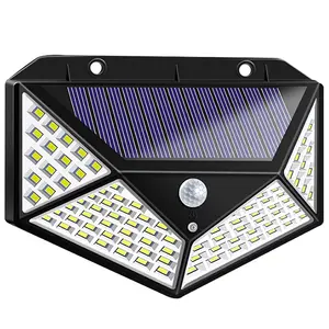 100 luz Solar LED PIR Sensor de movimiento lámpara Solar al aire libre IP65 luz de pared impermeable Luz de calle de jardín alimentada por luz solar