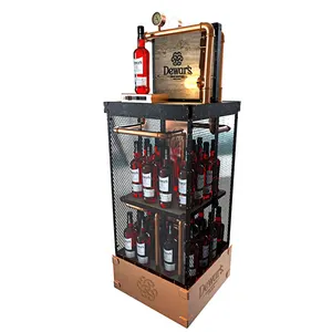Şarap dükkanı iç tasarım alkol rafı ahşap likör rafları viski ekran kabine