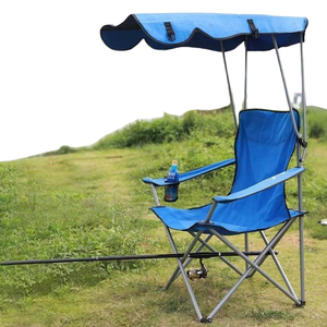 <span class=keywords><strong>Chaise</strong></span> <span class=keywords><strong>de</strong></span> camping pliable d'extérieur <span class=keywords><strong>avec</strong></span> <span class=keywords><strong>housse</strong></span> <span class=keywords><strong>de</strong></span> pluie, <span class=keywords><strong>accoudoirs</strong></span> et dossier en métal, auvent pare-soleil <span class=keywords><strong>pour</strong></span> pique-niques, pêche et barbecue - Product Image 1