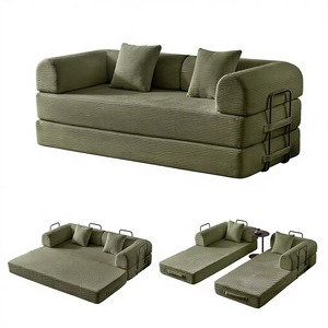 5 in 1 Corduroy Convertible Sofa Bed, <strong>High</strong> Density Foam Loveseat <strong>Sleeper</strong>, Foldable Floor Couch No Assembly <strong>Small</strong> Space - Product Image 1
