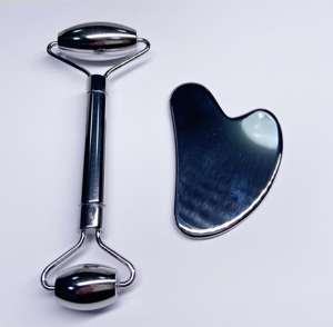 Stainless Steel Heart Shaped Beauty Metal Guasha Facial Massager <b>Roller</b> Gua Sha Set - Product Image 3