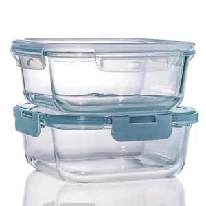 Contenitori personalizzati per la preparazione dei pasti a 3 scomparti lunch box in vetro con divisori