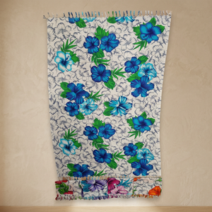 Pareo Boho con Estampado Floral, Vestido Maxi Holgado Tejido para Verano, Estilo Casual Transpirable con Bordes Deshilachados - Product Image 3
