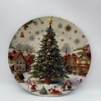 Assiette en plastique à motif de sapin de Noël et de flocon de neige, assiettes de présentation festives et ensemble d'assiettes décoratives, décoration de table de fête