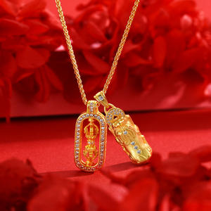 Collar de duendecillo de diamante giratorio chapado en oro de estilo chino para hombres ricos atraer feng shui moneda collar de duendecillo amuleto - Product Image 1