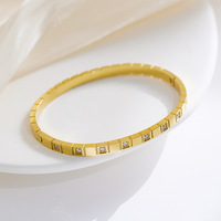 Bracelet de haute qualité, imperméable, sans ternissement, bijoux de mode, plaqué or 18 carats, acier inoxydable, bracelet ouvert en zircon cubique