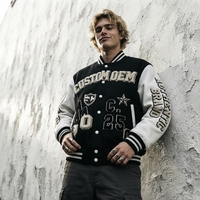 Veste de baseball personnalisée OEM 380 GSM pour homme, style streetwear, épaules tombantes, broderie de lettres en chenille