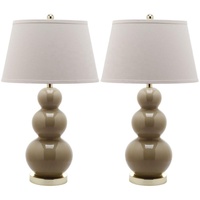 Lampe de chevet électrique LED moderne avec base en laiton antique, corps en céramique et abat-jour en tissu imprimé à la main avec des motifs floraux