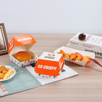 Boîte d'emballage alimentaire à emporter en carton, design gratuit, boîte à sandwich, boîte à hamburger, boîte à burger carrée en kraft personnalisée et imprimée