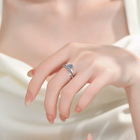 Bague empilable en argent sterling S925 avec diamant rond de 1 carat de qualité supérieure VVs1 Moissanite pour femme, pour mariage