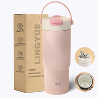 Bouteille isotherme Lingyue 700 ml avec revêtement céramique, double mode de consommation, séparation thé/eau, anti-fuite, avec poignée portable