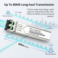 Industrial Available 1.25G SFP Fiber Module 80KM 1550nm Single Mode SMF Duplex LC DOM Monitoring Gigabit Optical Transceiver