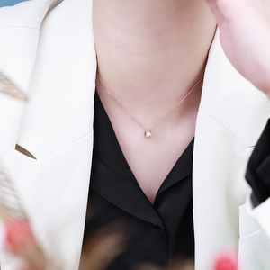 Hand Made Luxury 18K <b>Solid</b> Gold Pendant <b>Necklace</b> Customizable Single Natural Diamond Jewelry Link Chain Daily Wear - Product Image 2