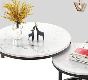 โต๊ะกาแฟเหล็กดัด 2 ชิ้น สไตล์โมเดิร์นเรียบง่าย สำหรับตกแต่งบ้าน โต๊ะกาแฟแบบหรูหรา เหมาะสำหรับอพาร์ทเมนต์ขนาดเล็กและห้องนั่งเล่น - Product Image 2