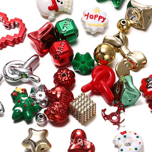 Surtido de cuentas acrílicas navideñas para hacer joyería DIY, dijes decorativos con formas de muñeco de nieve, árbol y lazo, 12 mm - Product Image 3