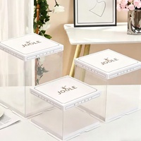Boîte à gâteau carrée de luxe en PET recyclable avec laminage mat transparent, impression UV, emballage personnalisé pour gâteaux d'anniversaire et desserts, logo sur mesure