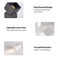 Spot LED encastré 12W, orientable, en aluminium, anti-éblouissement, pour hôtel, commerce de détail, éclairage de magasin