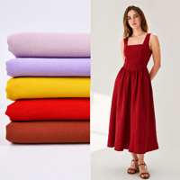 Vente en gros en stock – Tissu 100 % polyester imitation coton crêpe Cey pour robes de filles et chemises Abaya printemps-été