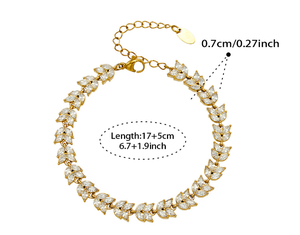 Pulsera de novia ajustable de oro con cadena de eslabones con diseño de hojas - Product Image 2