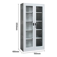 Classeur en métal avec portes en verre armoire de rangement en acier