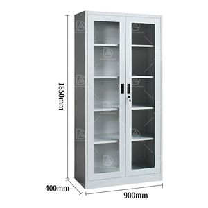 ארון קבצים מתכת עם דלתות זכוכית ארון ארון בגדים אחסון - Product Image 5