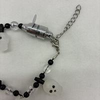 Bracelet lumineux LED crâne perlé, bijou de poignet squelette pour Halloween, accessoire effrayant pour fête cosplay