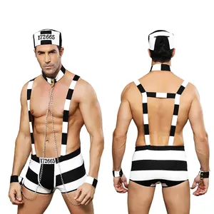 男士内衣色情性感背心和内裤骑师带男士囚犯角色扮演服装批发
