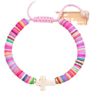 Bracciale incrociato colorato con perline per donne ragazze impilabile con catena di amicizia gioielli regalo per bambini artigianato incrociato - Product Image 4