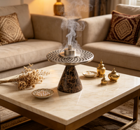 Brûleur d'encens en marbre naturel pour Bakhoor artisanal, brûleur de pierre pour la décoration intérieure, Ramadan, Majlis, Mabkhara pour le Yoga et le SPA