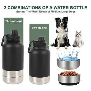 Bouteille d'eau pliable 3 en 1 pour chien en acier inoxydable avec bol de voyage, gourde isotherme portable, logo personnalisé, 1000 ml (32 oz) - Product Image 3