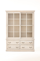 Armoire de rangement en verre et pin recyclé pour salon, salle à manger, cuisine, couloir
